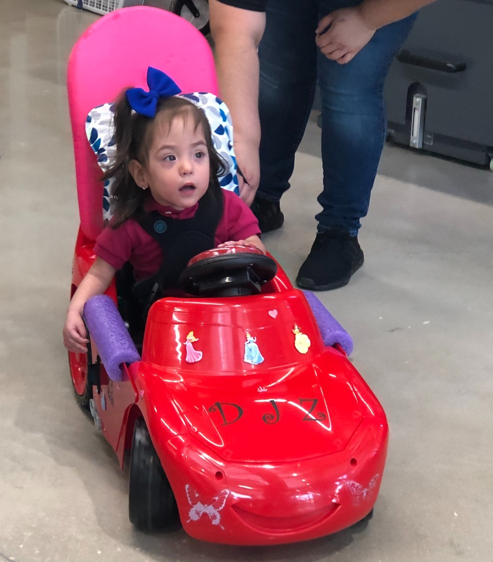 2-year-old drives modified ride-on toy car 