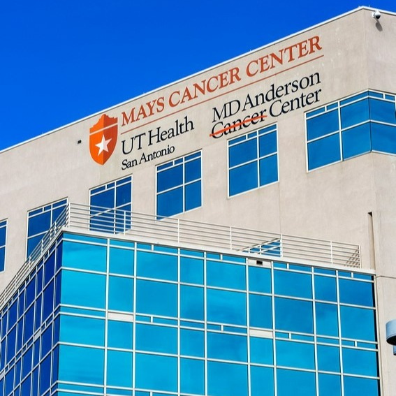 Exterior photo of Mays Cancer Center at UT Health San Antonio