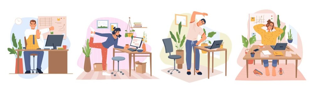Illustration of people staying active while working