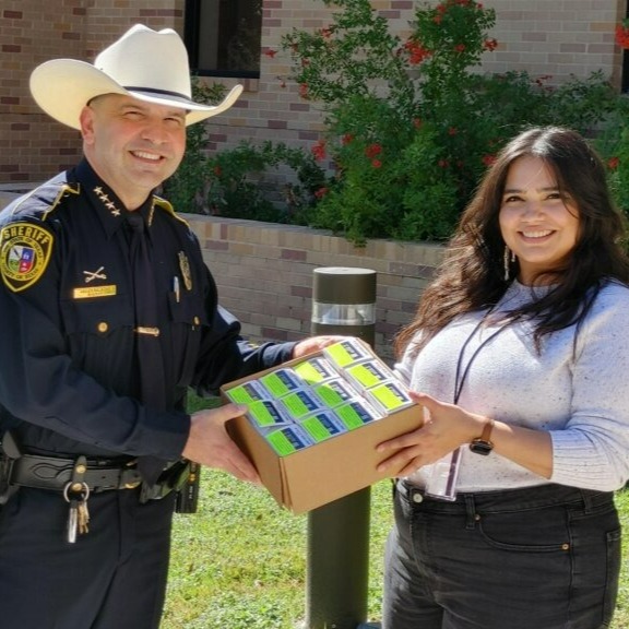 Bexar County Sheriff Javier Salazar and Leticia Scott, project manager in the School of Nursing