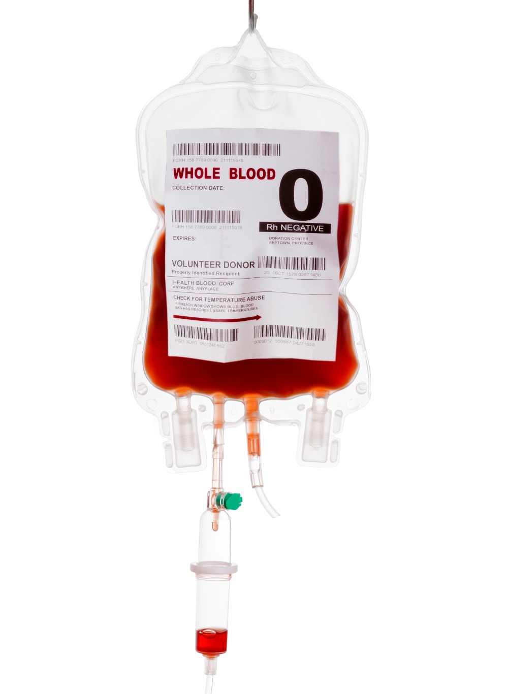 Photo of donated whole blood in bag